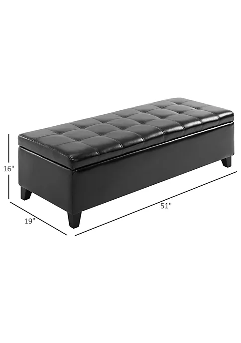 New ✔️ HOMCOM Large 51" Tufted Faux Leather Ottoman Storage Bench for Living Room Entryway Bedroom Black ✨ 4 New ✔️ HOMCOM Large 51" Tufted Faux Leather Ottoman Storage Bench for Living Room Entryway Bedroom Black ✨ - Image 2