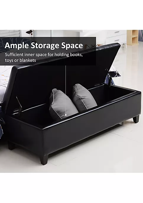 New ✔️ HOMCOM Large 51" Tufted Faux Leather Ottoman Storage Bench for Living Room Entryway Bedroom Black ✨ 5 New ✔️ HOMCOM Large 51" Tufted Faux Leather Ottoman Storage Bench for Living Room Entryway Bedroom Black ✨ - Image 3