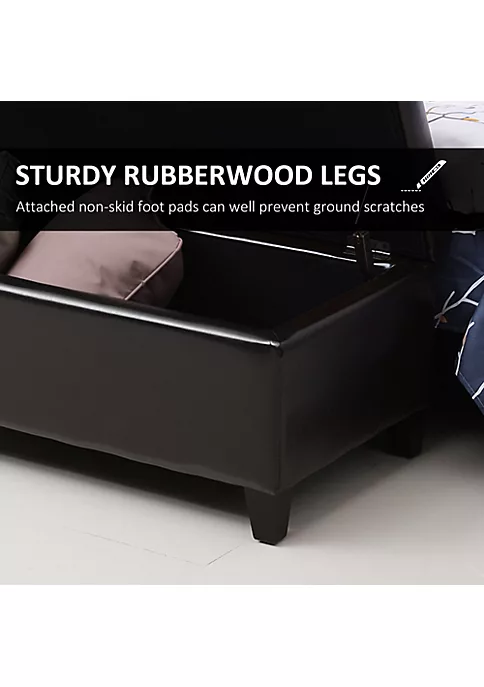 New ✔️ HOMCOM Large 51" Tufted Faux Leather Ottoman Storage Bench for Living Room Entryway Bedroom Black ✨ 6 New ✔️ HOMCOM Large 51" Tufted Faux Leather Ottoman Storage Bench for Living Room Entryway Bedroom Black ✨ - Image 4