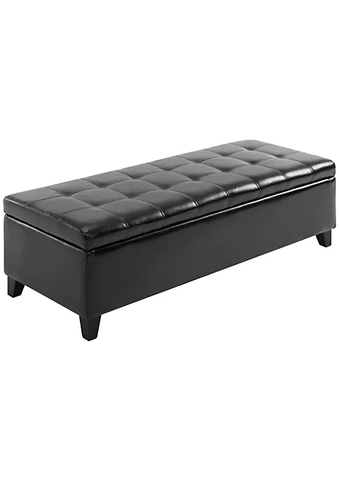 New ✔️ HOMCOM Large 51" Tufted Faux Leather Ottoman Storage Bench for Living Room Entryway Bedroom Black ✨ 7 New ✔️ HOMCOM Large 51" Tufted Faux Leather Ottoman Storage Bench for Living Room Entryway Bedroom Black ✨ - Image 5