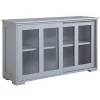 New 🎁 HOMCOM Modern Kitchen Sideboard Stackable Storage Cabinet Sliding Glass Door Console Cupboard Serving Buffet for Kitchen and Dining Room Light Grey 🧨 -HOMCOM Sales Store Belk 1775