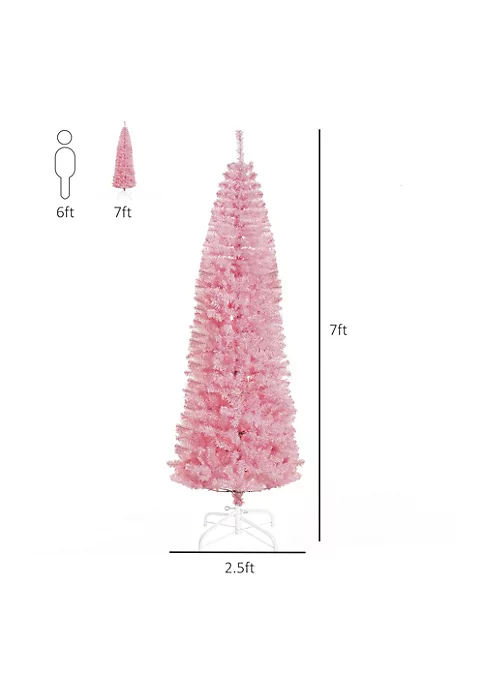 Budget โญ HOMCOM 7ft Tall Unlit Slim Douglas Fir Artificial ๐ Christmas Tree with Realistic Branches with 818 Tips Pink ๐ 6 Budget โญ HOMCOM 7ft Tall Unlit Slim Douglas Fir Artificial ๐ Christmas Tree with Realistic Branches with 818 Tips Pink ๐ - Image 4