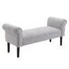Best deal 🥰 HOMCOM 52" Linen Upholstered Accent Ottoman Bench With Armrests Light Grey ⭐ -HOMCOM Sales Store Belk 1780