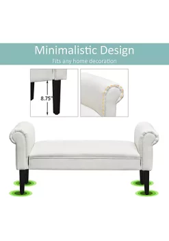 Best deal 🥰 HOMCOM 52" Linen Upholstered Accent Ottoman Bench With Armrests Light Grey ⭐ -HOMCOM Sales Store Belk 1783