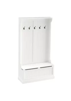 New 😀 HOMCOM 71" 3 In 1 Hall Tree Storage Bench and 🧥 Coat Rack with 5 Steel Double Hooks and Anti Topple Anchor for Entryway White 🌟