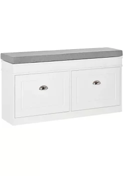 Outlet ๐ฅฐ HOMCOM Modern ๐ Shoe Rack Bench for Entryway Storage Organizer with Cushion 2 Drawers Adjustable Shelf Holds 8 Pairs White ๐คฉ