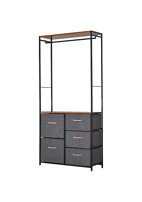 Cheapest ๐ HOMCOM Industrial Bedroom Hall Tree Organizer with Long ๐งฅ Coat Hanger Bar 5 Fabric Foldable Drawers for Entryway Bedroom Office Dorm Room ๐ฅ 3 Cheapest ๐ HOMCOM Industrial Bedroom Hall Tree Organizer with Long ๐งฅ Coat Hanger Bar 5 Fabric Foldable Drawers for Entryway Bedroom Office Dorm Room ๐ฅ