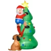 Discount 👏 HOMCOM Outdoor Inflatable 🎄 Christmas Tree Santa Claus Climbing Tree from Puppy 🐕 Dog LED Yard Inflatable Holiday Decoration for Front Lawn ⭐