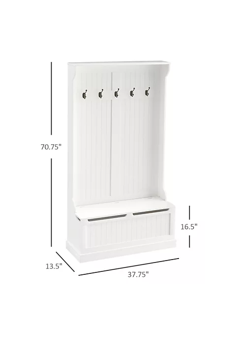 New ๐ HOMCOM 71" 3 In 1 Hall Tree Storage Bench and ๐งฅ Coat Rack with 5 Steel Double Hooks and Anti Topple Anchor for Entryway White ๐ 4 New ๐ HOMCOM 71" 3 In 1 Hall Tree Storage Bench and ๐งฅ Coat Rack with 5 Steel Double Hooks and Anti Topple Anchor for Entryway White ๐ - Image 2