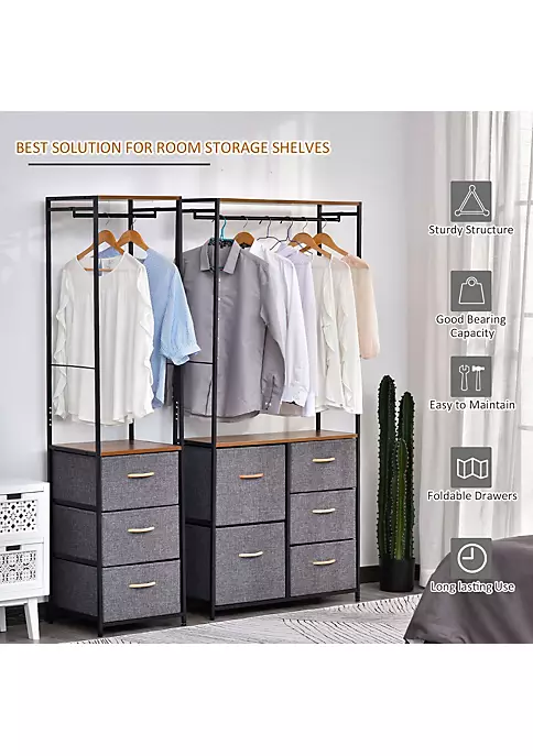 Cheapest ๐ HOMCOM Industrial Bedroom Hall Tree Organizer with Long ๐งฅ Coat Hanger Bar 5 Fabric Foldable Drawers for Entryway Bedroom Office Dorm Room ๐ฅ 5 Cheapest ๐ HOMCOM Industrial Bedroom Hall Tree Organizer with Long ๐งฅ Coat Hanger Bar 5 Fabric Foldable Drawers for Entryway Bedroom Office Dorm Room ๐ฅ - Image 3