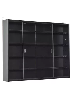 New ๐ HOMCOM 5 storey Wall Shelf Display Cabinet Shotglass Display Case w/2 Glass Doors and 4 Adjustable Shelves Black ๐คฉ