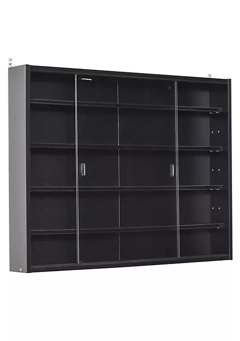 New 👍 HOMCOM 5 storey Wall Shelf Display Cabinet Shotglass Display Case w/2 Glass Doors and 4 Adjustable Shelves Black 🤩 3 New 👍 HOMCOM 5 storey Wall Shelf Display Cabinet Shotglass Display Case w/2 Glass Doors and 4 Adjustable Shelves Black 🤩