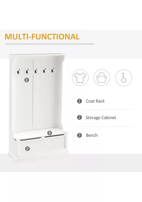 New ๐ HOMCOM 71" 3 In 1 Hall Tree Storage Bench and ๐งฅ Coat Rack with 5 Steel Double Hooks and Anti Topple Anchor for Entryway White ๐ 5 New ๐ HOMCOM 71" 3 In 1 Hall Tree Storage Bench and ๐งฅ Coat Rack with 5 Steel Double Hooks and Anti Topple Anchor for Entryway White ๐ - Image 3