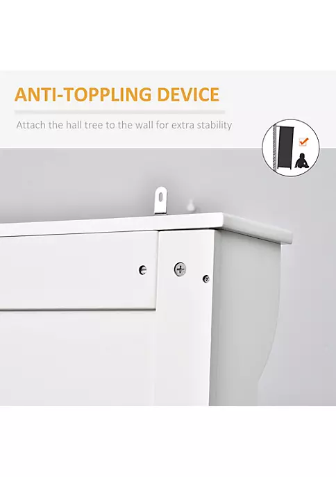 New ๐ HOMCOM 71" 3 In 1 Hall Tree Storage Bench and ๐งฅ Coat Rack with 5 Steel Double Hooks and Anti Topple Anchor for Entryway White ๐ 6 New ๐ HOMCOM 71" 3 In 1 Hall Tree Storage Bench and ๐งฅ Coat Rack with 5 Steel Double Hooks and Anti Topple Anchor for Entryway White ๐ - Image 4