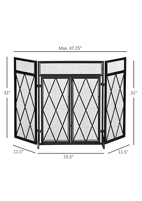 Cheap ๐ HOMCOM 3 Panel Folding Fireplace Screen for Wood Burning with Double Doors Home Heavy Duty Steel Fire Spark Guard 47.25" x 31" Black ๐ 6 Cheap ๐ HOMCOM 3 Panel Folding Fireplace Screen for Wood Burning with Double Doors Home Heavy Duty Steel Fire Spark Guard 47.25" x 31" Black ๐ - Image 4