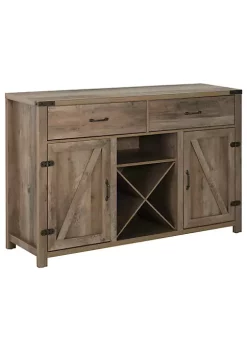 Buy โค๏ธ HOMCOM Wooden Farmhouse Sideboard Storage Buffet Cabinet with 2 Large Drawers X Shaped Wine Rack and Cabinets Grey โ