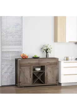 Buy ❤️ HOMCOM Wooden Farmhouse Sideboard Storage Buffet Cabinet with 2 Large Drawers X Shaped Wine Rack and Cabinets Grey ⌛ -HOMCOM Sales Store Belk 1835