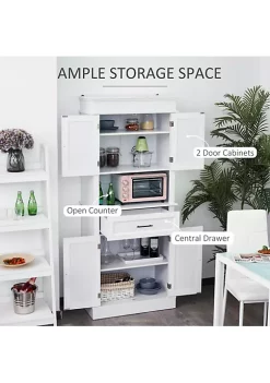 Outlet ⭐ HOMCOM Traditional Freestanding Buffet with Hutch Kitchen Pantry Cabinet Cupboard with Doors and Drawer Adjustable ShelvingWhite 🔥 -HOMCOM Sales Store Belk 1844