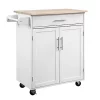 Outlet 🎉 HOMCOM Kitchen Island Cart Rolling Trolley Cart with Drawer Storage Cabinet and Towel Rack White 🔥 -HOMCOM Sales Store Belk 1850