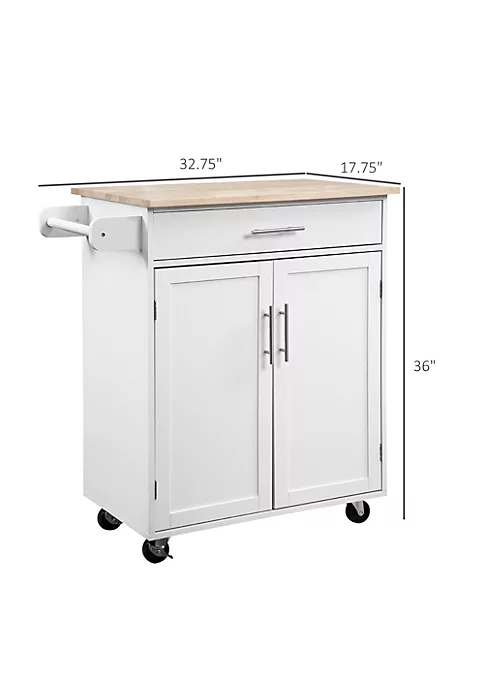 Outlet 🎉 HOMCOM Kitchen Island Cart Rolling Trolley Cart with Drawer Storage Cabinet and Towel Rack White 🔥 5 Outlet 🎉 HOMCOM Kitchen Island Cart Rolling Trolley Cart with Drawer Storage Cabinet and Towel Rack White 🔥 - Image 3
