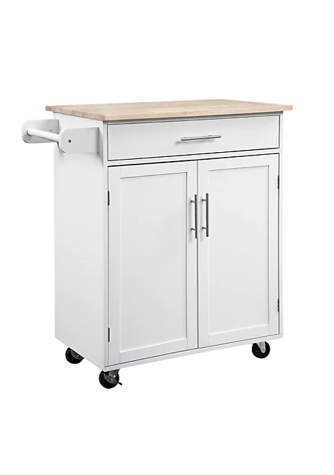 Outlet 🎉 HOMCOM Kitchen Island Cart Rolling Trolley Cart with Drawer Storage Cabinet and Towel Rack White 🔥 7 Outlet 🎉 HOMCOM Kitchen Island Cart Rolling Trolley Cart with Drawer Storage Cabinet and Towel Rack White 🔥 - Image 5