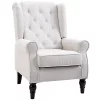Wholesale 😉 HOMCOM Button Tufted Accent Chair with High Wingback Rounded Cushioned Armrests and Thick Padded Seat Cream White 🔥