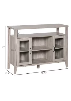 Brand new 🌟 HOMCOM Retro Style Storage Sideboard Buffet with 3 Open Compartments 2 Framed Glass Door Cabinets and Anti Topple Grey 🔥 -HOMCOM Sales Store Belk 1868