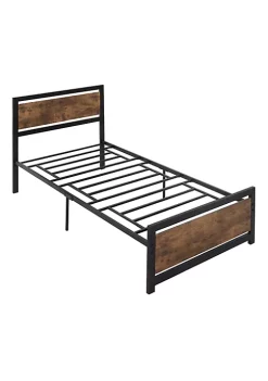 Coupon ๐ HOMCOM Single Platform Bed Frame with Headboard and Footboard Strong Metal Slat Support Solid Bedstead Base w/ Underbed Storage Space No Box Spring Needed 41'' x 76'' x 40'' ๐