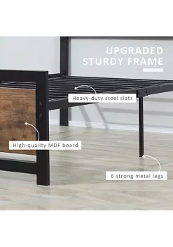 Coupon 🎉 HOMCOM Single Platform Bed Frame with Headboard and Footboard Strong Metal Slat Support Solid Bedstead Base w/ Underbed Storage Space No Box Spring Needed 41'' x 76'' x 40'' 🛒 -HOMCOM Sales Store Belk 1878