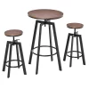 Promo 🥰 HOMCOM 3 Piece Industrial Adjustable Dining Table Set Bar Height Bistro Table and Swivel Pub Stools for Small Space 🥰 -HOMCOM Sales Store Belk 1880