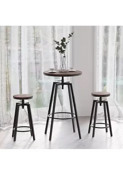 Promo 🥰 HOMCOM 3 Piece Industrial Adjustable Dining Table Set Bar Height Bistro Table and Swivel Pub Stools for Small Space 🥰 -HOMCOM Sales Store Belk 1882