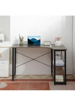 Best reviews of 👏 HOMCOM L Shaped Computer Desk Home Office Corner Desk Study Workstation Table with with Wide Desktop 2 Side Shelves Steel Frame Dark Grey 😍 -HOMCOM Sales Store Belk 1888