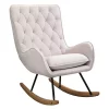 Cheapest 😉 HOMCOM Mid Century Fabric Rocking Chair Sofa Armchair Tufted Rocker Wingback Accent Chair with Padded Seat Rubber Wood Base for Home Studio Bedroom Living Room Cream White 👍 -HOMCOM Sales Store Belk 189