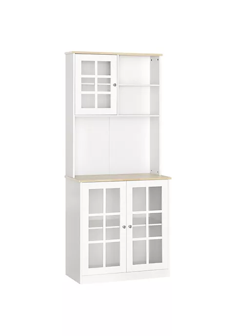 Deals ๐งจ HOMCOM Kitchen Buffet with Hutch Storage Pantry with 3 Cabinets 2 Open Shelves and Large Countertop White ๐ 3 Deals ๐งจ HOMCOM Kitchen Buffet with Hutch Storage Pantry with 3 Cabinets 2 Open Shelves and Large Countertop White ๐