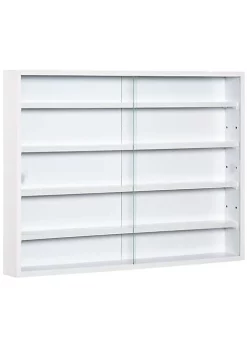 Cheapest 🎁 HOMCOM 5 storey Wall Shelf Display Cabinet Shotglass Display Case w/2 Glass Doors and 4 Adjustable Shelves White 🛒