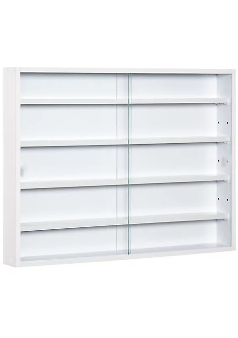 Cheapest ๐ HOMCOM 5 storey Wall Shelf Display Cabinet Shotglass Display Case w/2 Glass Doors and 4 Adjustable Shelves White ๐ 3 Cheapest ๐ HOMCOM 5 storey Wall Shelf Display Cabinet Shotglass Display Case w/2 Glass Doors and 4 Adjustable Shelves White ๐
