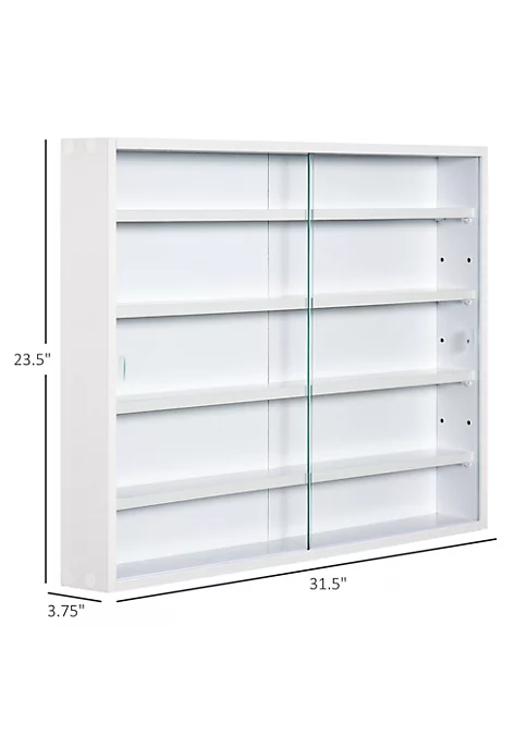 Cheapest ๐ HOMCOM 5 storey Wall Shelf Display Cabinet Shotglass Display Case w/2 Glass Doors and 4 Adjustable Shelves White ๐ 4 Cheapest ๐ HOMCOM 5 storey Wall Shelf Display Cabinet Shotglass Display Case w/2 Glass Doors and 4 Adjustable Shelves White ๐ - Image 2