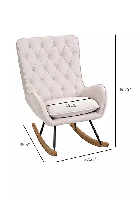 Cheapest ๐ HOMCOM Mid Century Fabric Rocking Chair Sofa Armchair Tufted Rocker Wingback Accent Chair with Padded Seat Rubber Wood Base for Home Studio Bedroom Living Room Cream White ๐ 4 Cheapest ๐ HOMCOM Mid Century Fabric Rocking Chair Sofa Armchair Tufted Rocker Wingback Accent Chair with Padded Seat Rubber Wood Base for Home Studio Bedroom Living Room Cream White ๐ - Image 2