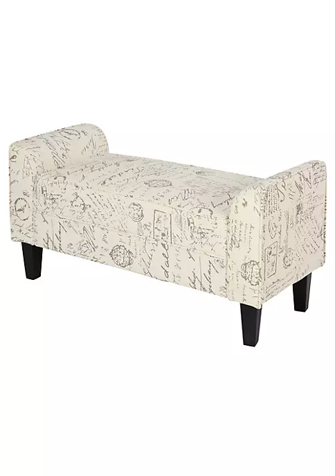 Outlet ๐ฅ HOMCOM 41" Ottoman Bench Modern Linen Armed Entryway Bench Signature Print with Cream White Parchment Background โจ 3 Outlet ๐ฅ HOMCOM 41" Ottoman Bench Modern Linen Armed Entryway Bench Signature Print with Cream White Parchment Background โจ