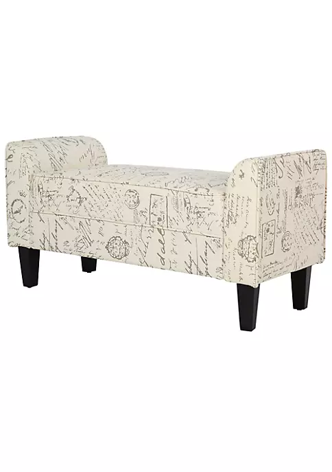 Outlet ๐ฅ HOMCOM 41" Ottoman Bench Modern Linen Armed Entryway Bench Signature Print with Cream White Parchment Background โจ 4 Outlet ๐ฅ HOMCOM 41" Ottoman Bench Modern Linen Armed Entryway Bench Signature Print with Cream White Parchment Background โจ - Image 2