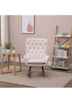 Cheapest ๐ HOMCOM Mid Century Fabric Rocking Chair Sofa Armchair Tufted Rocker Wingback Accent Chair with Padded Seat Rubber Wood Base for Home Studio Bedroom Living Room Cream White ๐ 9 Cheapest ๐ HOMCOM Mid Century Fabric Rocking Chair Sofa Armchair Tufted Rocker Wingback Accent Chair with Padded Seat Rubber Wood Base for Home Studio Bedroom Living Room Cream White ๐ -HOMCOM Sales Store Belk 191
