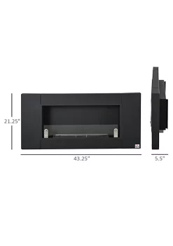 Best Sale 👍 HOMCOM 43 Inch Wall Mounted Stainless Steel Ventless Ethanol Fireplace Heater with Tempered Glass for Living Room Black 🔥 -HOMCOM Sales Store Belk 1916