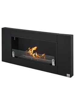 Best Sale 👍 HOMCOM 43 Inch Wall Mounted Stainless Steel Ventless Ethanol Fireplace Heater with Tempered Glass for Living Room Black 🔥 -HOMCOM Sales Store Belk 1918