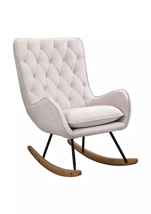 Cheapest ๐ HOMCOM Mid Century Fabric Rocking Chair Sofa Armchair Tufted Rocker Wingback Accent Chair with Padded Seat Rubber Wood Base for Home Studio Bedroom Living Room Cream White ๐ 7 Cheapest ๐ HOMCOM Mid Century Fabric Rocking Chair Sofa Armchair Tufted Rocker Wingback Accent Chair with Padded Seat Rubber Wood Base for Home Studio Bedroom Living Room Cream White ๐ - Image 5