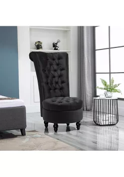 Flash Sale ⭐ HOMCOM High Back Accent Chair Upholstered Armless Chair Retro Button Tufted Royal Design with Thick Padding and Rubberwood Leg for living Room Dining room and Bedroom Black ⭐ -HOMCOM Sales Store Belk 1949