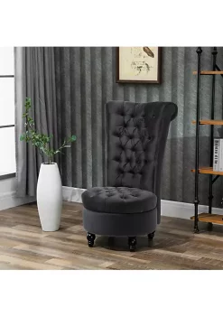 Flash Sale ⭐ HOMCOM High Back Accent Chair Upholstered Armless Chair Retro Button Tufted Royal Design with Thick Padding and Rubberwood Leg for living Room Dining room and Bedroom Black ⭐ -HOMCOM Sales Store Belk 1950