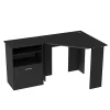 Flash Sale 🔔 HOMCOM Computer Desk with Printer Cabinet L Shaped Corner Desk with Storage Study PC Workstation for Home Office Black 🧨 -HOMCOM Sales Store Belk 1951