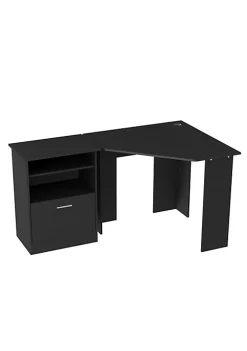 Flash Sale 🔔 HOMCOM Computer Desk with Printer Cabinet L Shaped Corner Desk with Storage Study PC Workstation for Home Office Black 🧨