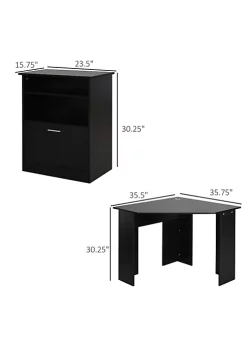 Flash Sale 🔔 HOMCOM Computer Desk with Printer Cabinet L Shaped Corner Desk with Storage Study PC Workstation for Home Office Black 🧨 -HOMCOM Sales Store Belk 1953