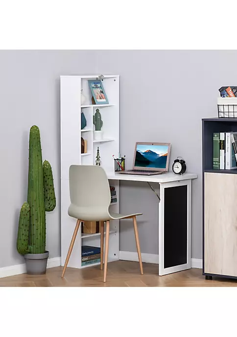 Discount 😀 HOMCOM Fold out Convertible Writing Table Wall Mount Desk Cabinet with Blackboard and Side Shelf Multi Function Home Office Workstation White 😀 4 Discount 😀 HOMCOM Fold out Convertible Writing Table Wall Mount Desk Cabinet with Blackboard and Side Shelf Multi Function Home Office Workstation White 😀 - Image 2